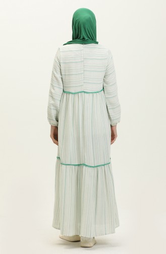 Muslin Fabric Striped Dress 24Y8864-01 Green 24Y8864-01