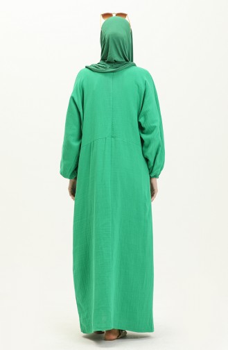 Müslin Kumaş Cepli Elbise 24Y8896-01 Yeşil