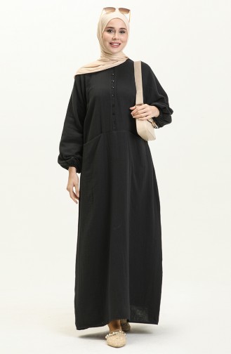 Muslin Fabric Pocket Dress 24Y8896-02 Black 24Y8896-02