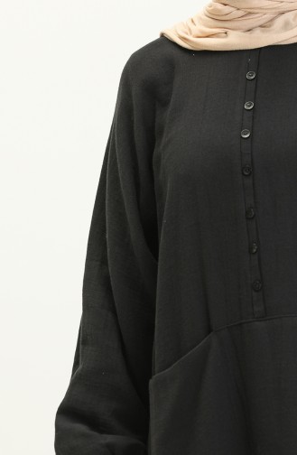 Muslin Fabric Pocket Dress 24Y8896-02 Black 24Y8896-02