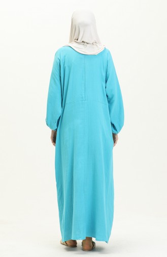 Muslin Fabric Pocket Dress 24Y8896-03 Blue 24Y8896-03