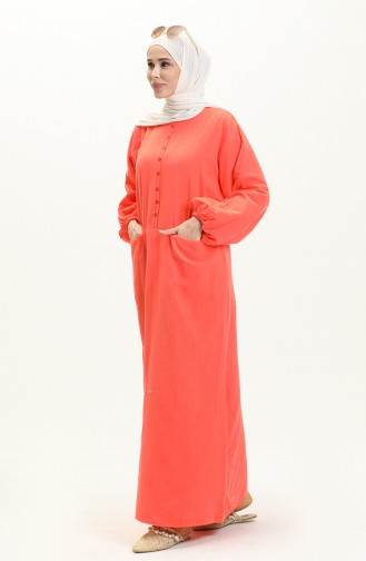 Muslin Fabric Pocket Dress 24Y8896-04 Coral 24Y8896-04