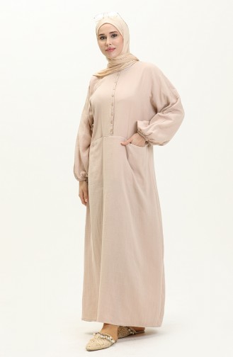 Robe à Poche en Mousseline 24Y8896-05 Beige 24Y8896-05