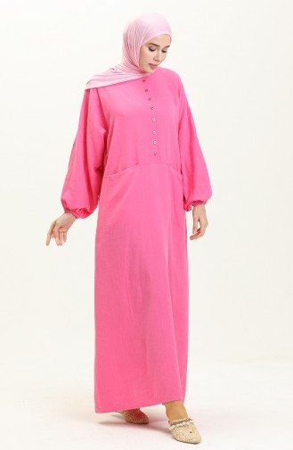 Muslin Fabric Pocket Dress 24Y8896-06 Pink 24Y8896-06