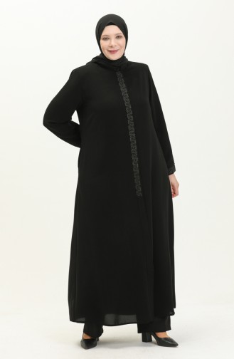 Abaya in Übergröße 3008-01 Schwarz 3008-01