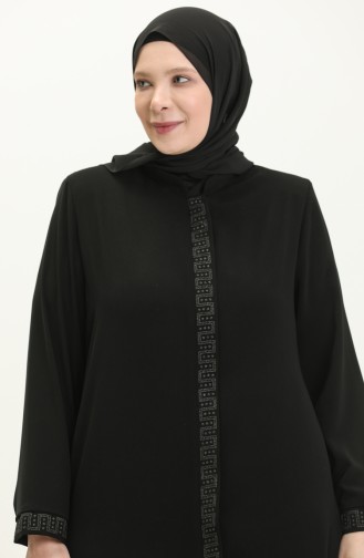 Abaya in Übergröße 3008-01 Schwarz 3008-01