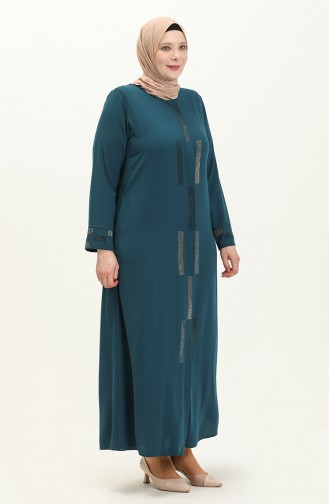 Abaya en Pierre de Grande Taille 5691-06 Pétrole 5691-06