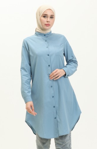 Mandarin Collar Pocketed Tunic 2515-12 Indigo 2515-12