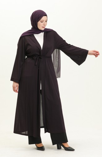 Büyük Beden Kimono 4705-03 Mürdüm