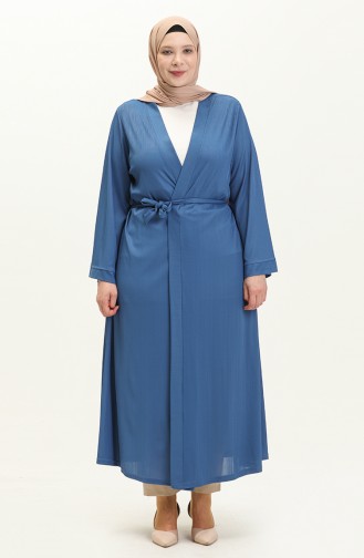 Büyük Beden Kimono 4705-04 Mavi