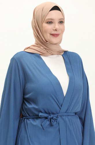 Büyük Beden Kimono 4705-04 Mavi