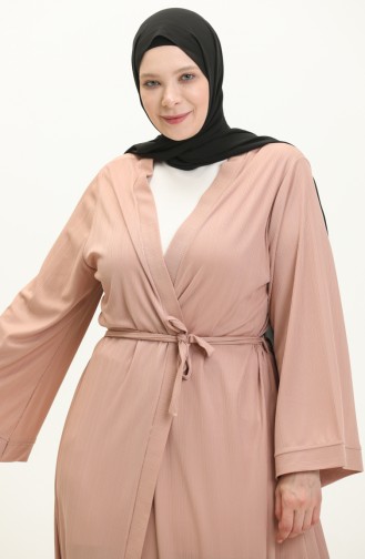 Büyük Beden Kimono 4705-08 Somon