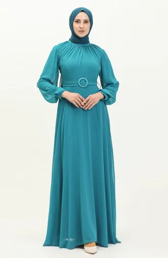 Plissiertes Chiffon-Abendkleid 5502-01 Türkis 5502-01
