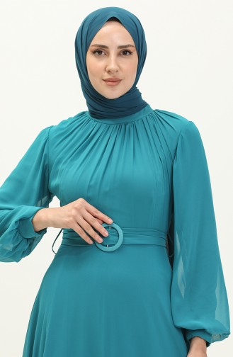 Turquoise İslamitische Avondjurk 5502-01