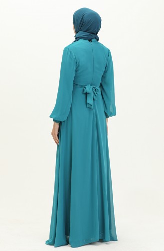 Turquoise İslamitische Avondjurk 5502-01