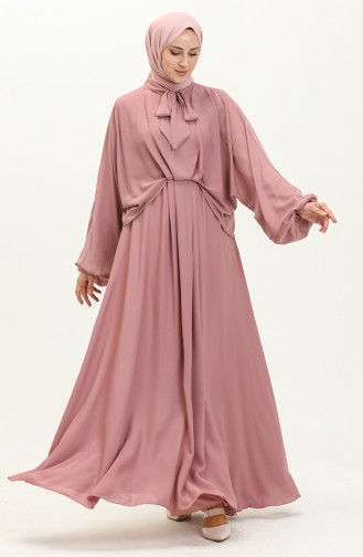 Tie Neck Chiffon Evening Dress 5843-02 Dried Rose 5843-02