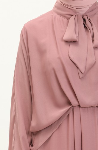 Robe de Soirée en Mousseline de Soie à Col Noué 5843-02 Rose Pâle 5843-02