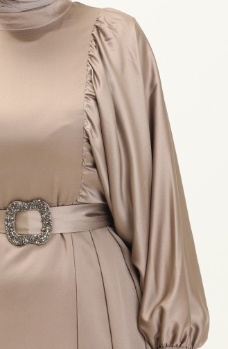 Satin Abendkleid mit Ballonärmeln 6020-02 Nerz 6020-02