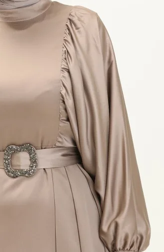 Satin Abendkleid mit Ballonärmeln 6020-02 Nerz 6020-02