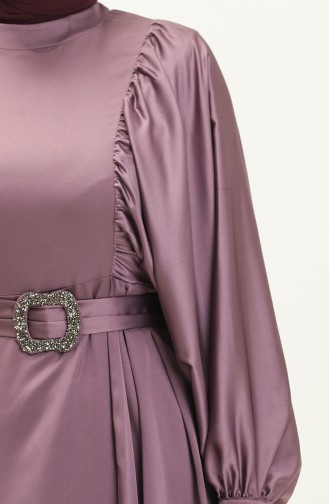 Balloon Sleeve Satin Evening Dress 6020-04 Lilac 6020-04