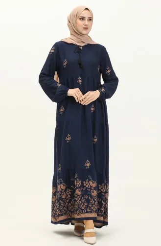 Gemustertes Viskosekleid 4083-07 Helles Marineblau 4083-07