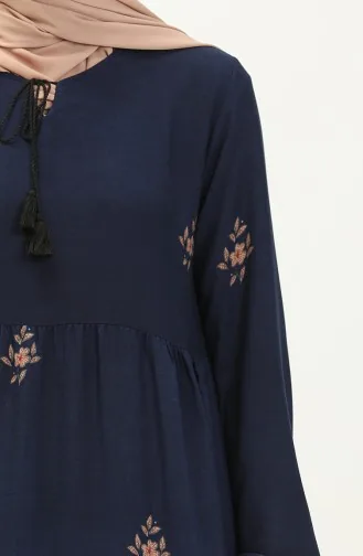 Gemustertes Viskosekleid 4083-07 Helles Marineblau 4083-07