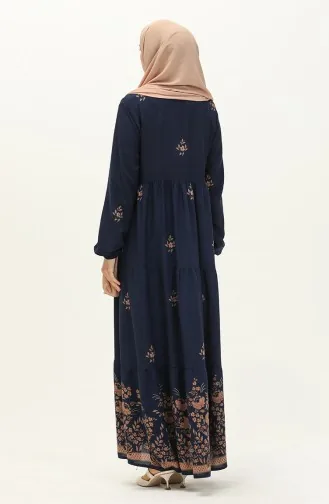 Gemustertes Viskosekleid 4083-07 Helles Marineblau 4083-07