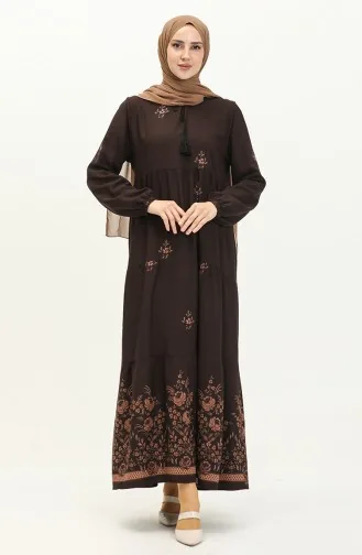Gemustertes Viskosekleid 4083-09 Braun 4083-09