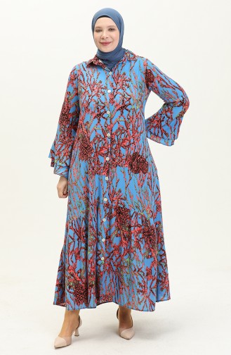 Plus Size Kleid aus Viskose 5522-01 Blau 5522-01
