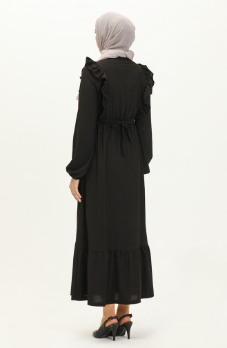 Robe Ceinturée à Froufrous 11439-03 Noir 11439-03