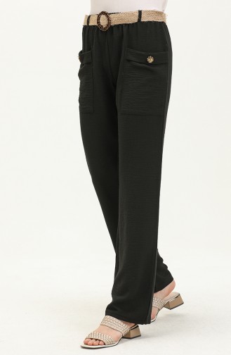 Pocket Straw Belt Pants 6101-01 Black 6101-01