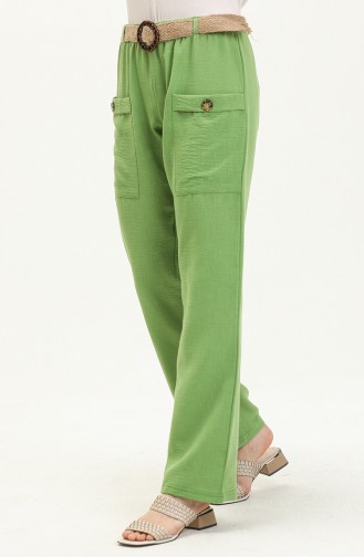 Pantalon avec Poche et Ceinture 6101-06 Vert 6101-06