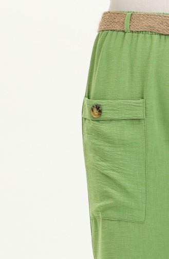 Pantalon avec Poche et Ceinture 6101-06 Vert 6101-06