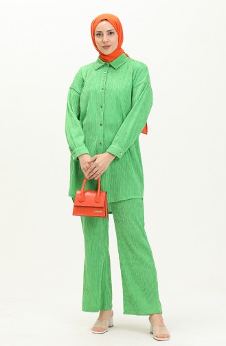 Piliseli Tunik Pantolon İkili Takım 9189-01 Yeşil