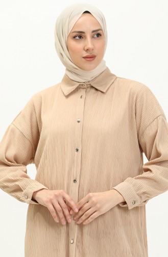 Piliseli Tunik Pantolon İkili Takım 9189-02 Bej