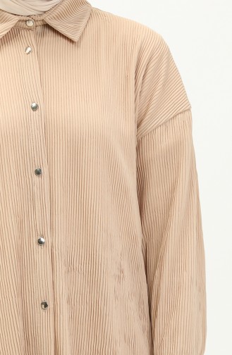 Piliseli Tunik Pantolon İkili Takım 9189-02 Bej