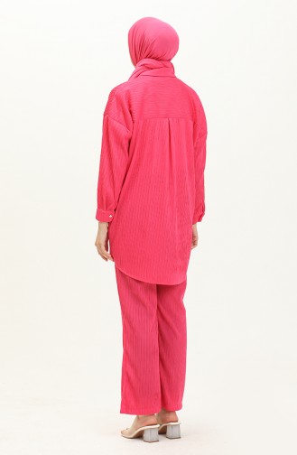 Piliseli Tunik Pantolon İkili Takım 9189-03 Fuşya