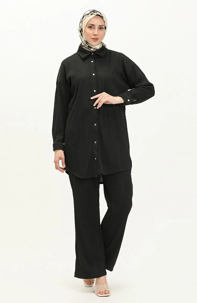 Pleated Two Piece Suit 9189-04 Black 9189-04