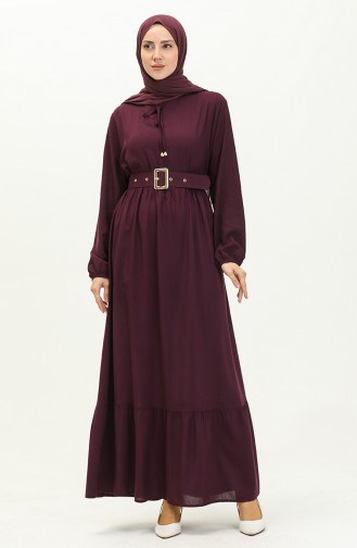 Viscose Belted Shirred Dress 2202-06 Black 2202-06