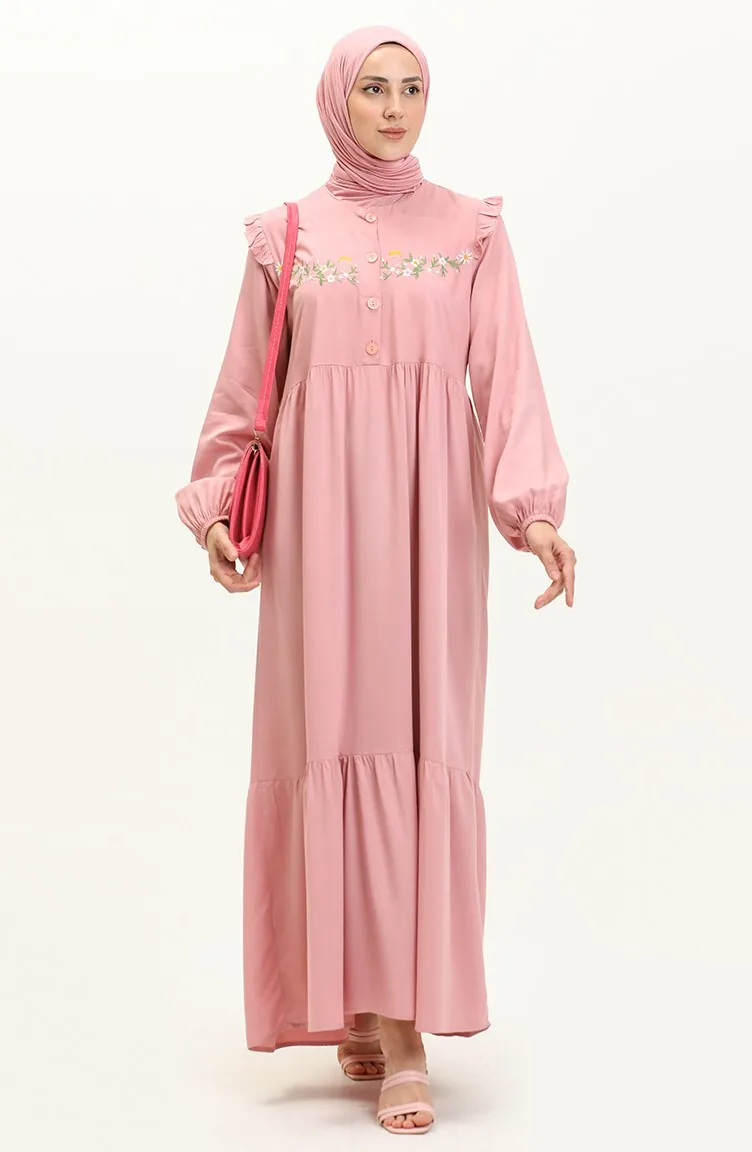 Nakışlı Belmando Elbise 22Y8727-09 Pembe