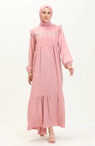 Nakışlı Belmando Elbise 22Y8727-09 Pembe