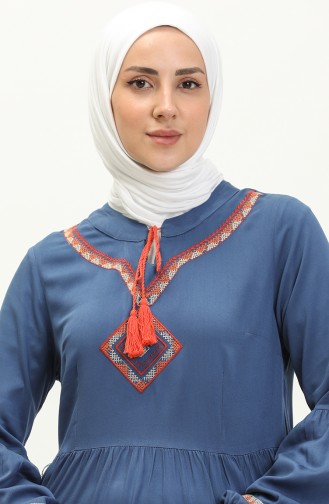 Nakışlı Belmando Elbise 24Y8856-01 İndigo