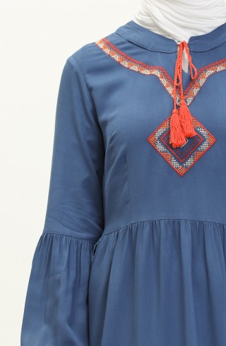 Nakışlı Belmando Elbise 24Y8856-01 İndigo