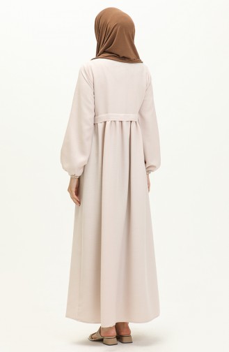 Kleid mit gesticktem Ausschnitt und Knopfleiste 24Y8948-08 Stein 24Y8948-08