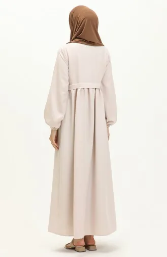 Kleid mit gesticktem Ausschnitt und Knopfleiste 24Y8948-08 Stein 24Y8948-08