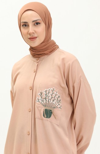 Linen Embroidered Long Tunic 24Y8971-05 Light Dusty Rose 24Y8971-05