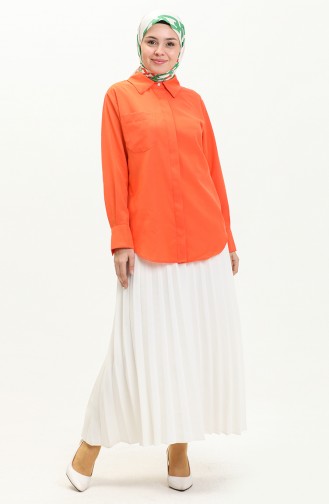 Terry Cotton Hidden Button Shirt 60015-01 Orange 60015-01