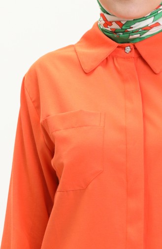Terry Cotton Hidden Button Shirt 60015-01 Orange 60015-01