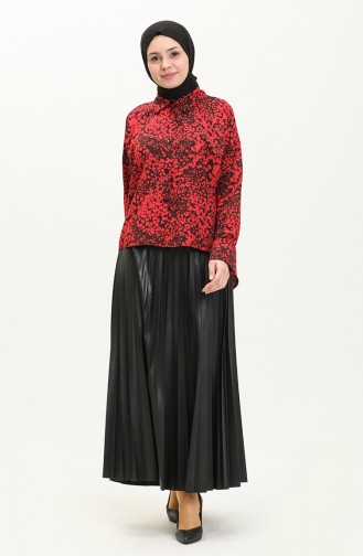 Gemustertes asymmetrisches Hemd 60018A-01 Rot 60018A-01