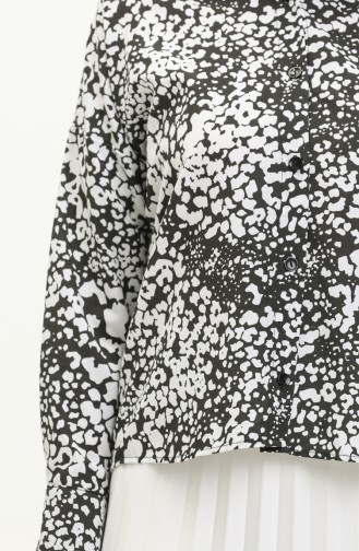 Gemustertes asymmetrisches Hemd 60018A-07 Schwarz 60018A-07